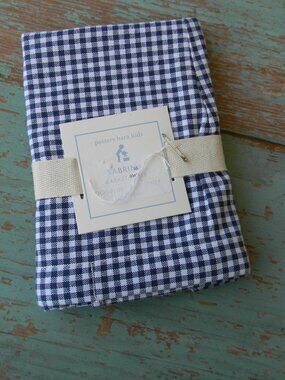 NEW Pottery Barn Kids Sabrina Wicker Basket Liner Small Navy And White Gingham